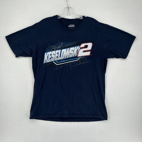 Brad Keselowski Nascar #2 T Shirt Team Penske Size Large - Blue Miller Lite Cover