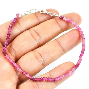 20.00 Cts Natural 7 Inches Long Pink Tourmaline Round Beads Bracelet NK 39A3 - Picture 1 of 2
