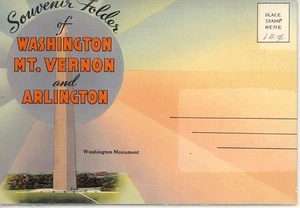 511-C Linen-era postcard folder of Washington D C + Mt Vernon + Arlington - Picture 1 of 8