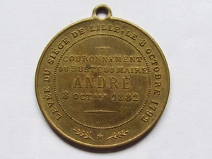 06E1 Antica Medaglia Di Lille Incoronazione Del Busto Del Mayor Andre IN 1892 - Picture 1 of 2