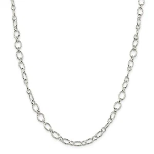 Sterling Solide Silber 6.1mm Texturiert Rolo Glieder Kette W/ - Picture 1 of 10