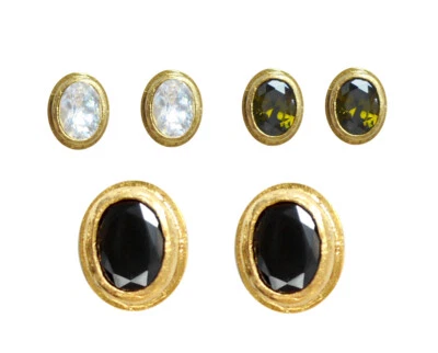 Ohrstecker 3er Set Quarze grün hell + schwarz oder einzeln IFE186 - Bild 1 von 4