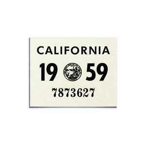 1959 California License Plate YOM Registration Sticker - CA DMV - Free Shipping - Foto 1 di 2