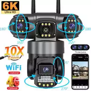 3 Lens Video Surveillance Camera Wifi CCTV Camera 4G SIM Card Security Cameras - Picture 1 of 20