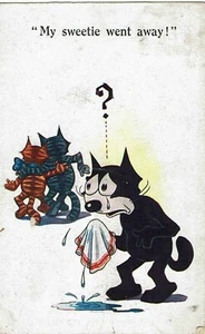 FELIX The Film Cat Postcard - MY SWEETIE WENT AWAY 1925 FROM NEWLY WED WIFE - Picture 1 of 2