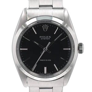 VINTAGE ROLEX OYSTER MENS WATCH RARE BLACK DIAL OYSTER BAND - GOOD CONDITION - Picture 1 of 11