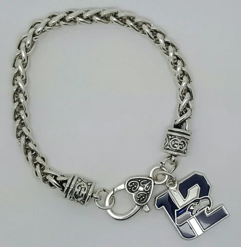 Seattle Seahawks 12th Man Logo Football Dangle Fashion Lobster Clasp Bracelet Cover