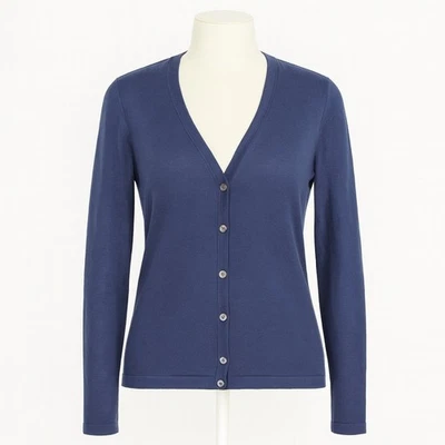 Cárdigan Suéter Preppy Petite Seda Azul Marino PS Y2K Ivy Academia Jones Nueva York Foto 1 de 4