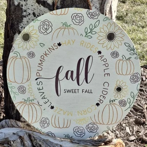 Herbst süß Herbst Türhänger bemalt Veranda Schild Sonnenblume Kürbis Wandbehang - Bild 1 von 7