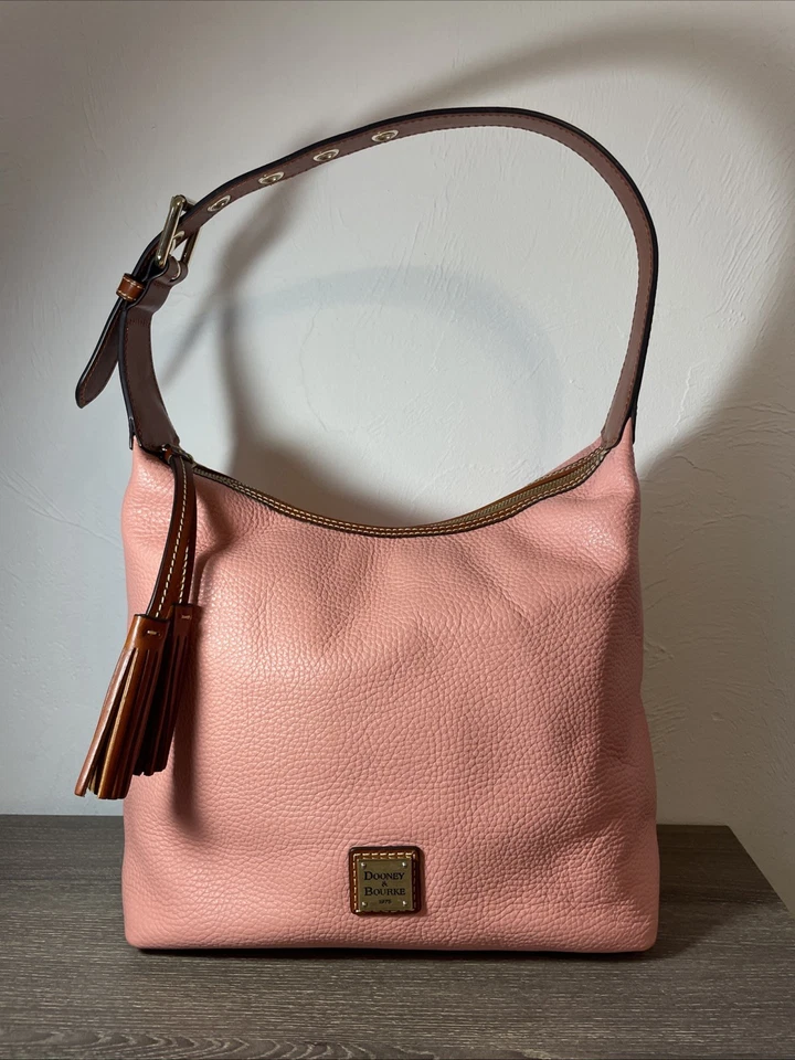 DOONEY & BOURKE Grano Guijarro PAIGE SAC HOBO/Bolso de Hombro ~ Rosa Pálido Muy Bueno Foto 1 de 4