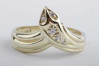 Snakes Ring 585 14kt Yellow Gold with Diamonds Diamond Size 57 18,2mm Top Foto 1 de 4