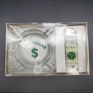 Vintage Las Vegas Ashtray & Lighter Gift Set NOS Casino Collectible - Picture 1 of 6