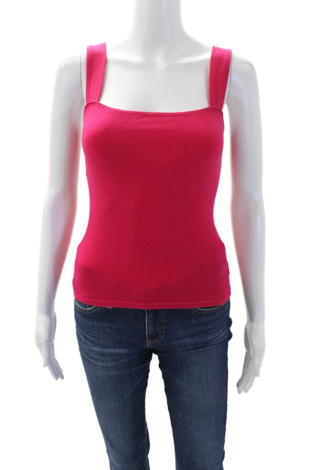 Camiseta sin mangas Reformation para mujer de punto acanalado sin mangas con cuello cuadrado rosa talla XS Foto 1 de 4