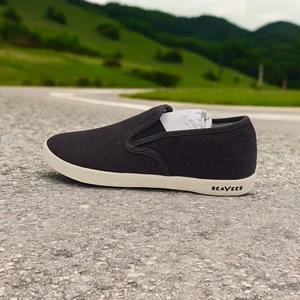 NEU SeaVees Baja bequeme Damen-Slipper Leinen-Canvas-Halbschuhe schwarz US 9 - Bild 1 von 9