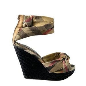 BURBERRY LONDON Nova Check Espadrille Wedges Beige Tartan Damen 38 US 8 - Bild 1 von 9
