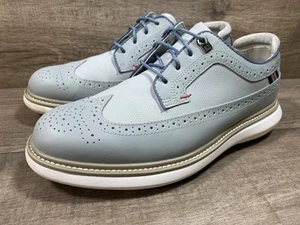 FootJoy Traditions 57912 Wing Tip Golf Shoes Light Blue Spiked FJ Mens Size 8 M - Picture 1 of 14