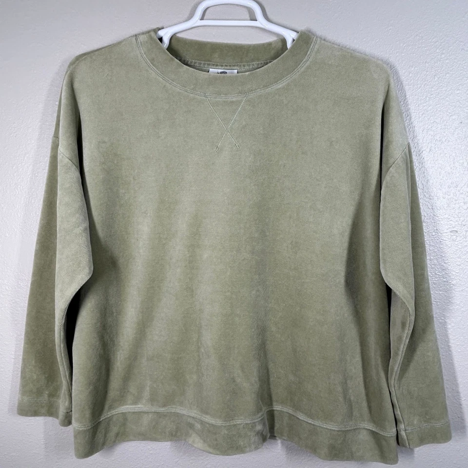 JJill Sweatshirt Womens XL Sage Green Velvet Pullover Crewneck Relaxed Fit - Image 1 of 4