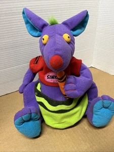 Crayola Viola 11" Canguro con Pastello Arancione Peluche Vintage 2000 Punzone - Foto 1 di 10