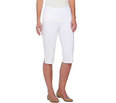 Susan Graver Women's Pants Sz M Ultra Pull-on Pedal Pushers Pockets White - Image 1 of 4