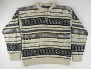 Vtg Hill & Archer Sweater Mens Large Grandpa Henley Button USA *FLAWED* - Bild 1 von 9