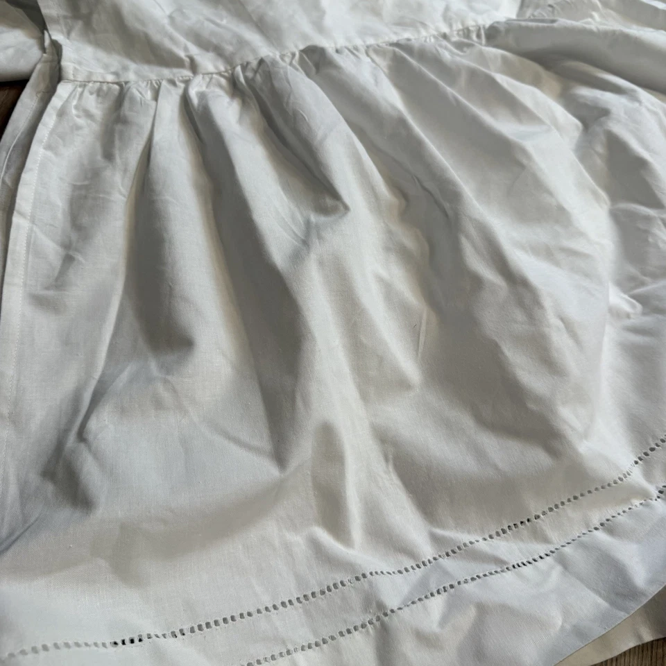 Dust Ruffle Bedskirt Queen White Hemstitch Detail 60"x 80"x18" 100% Cotton EUC - Image 1 of 3