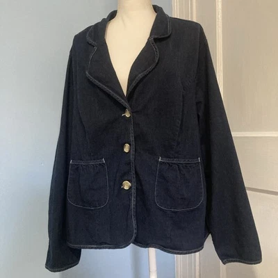 Chaqueta de mezclilla con botones Cato para mujer manga larga bolsillos elásticos para mujer 18/20 W Foto 1 de 4