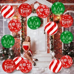 16 Pcs 9 Inch Large Inflatable Christmas Balls Outdoor Decorations PVC Inflat... - Picture 1 of 6