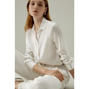 Lilysilk Womens XL Basic Concealed Placket 100% Silk Button Shirt Washable White - Bild 1 von 14