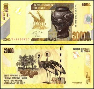 República Democrática del Congo 20000 francos, 2013, P-104b, UNC - Imagen 1 de 1