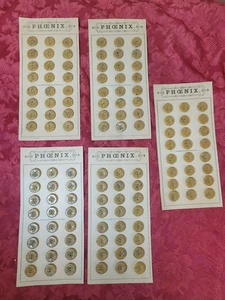 120 Antique Victorian Buttons Phoenix NOS Original Card French Celluloid? Yellow - Picture 1 of 15