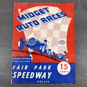 1949 Midget Autorennen offizielles Programm Fair Park Speedway Dallas Texas 15 Cents - Bild 1 von 17