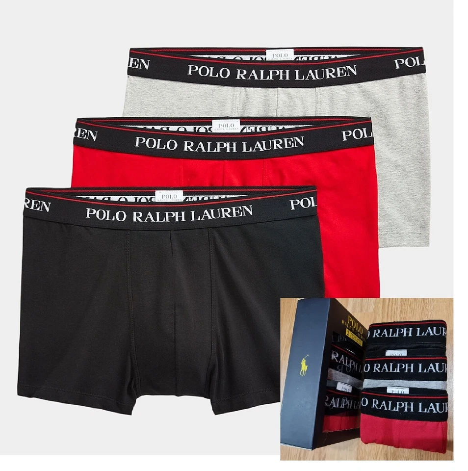Mens Polo Ralph Lauren Boxer Shorts Underwear Trunk 3 in a Pack - Image 1 of 4