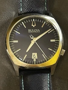 Bulova Accutron II Surveyor 262 Hz Watch 41mm Deep Blue Dial Leather Band - Picture 1 of 9