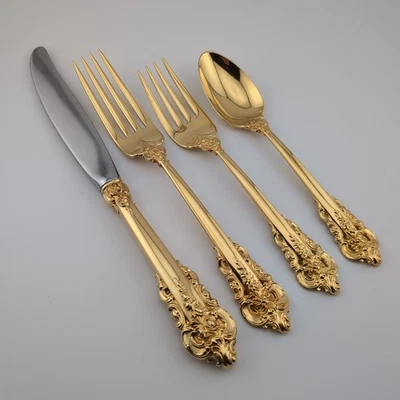 Wallace Golden Grande barroco plata de ley 4 piezas ajuste de lugar Foto 1 de 3