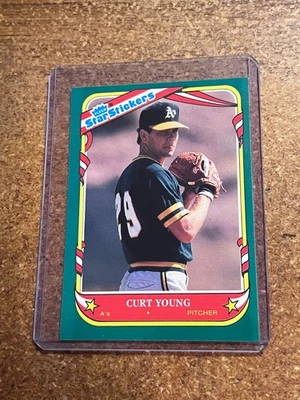 1987 Fleer Baseball Star Stickers # 129 Curt Young - Image 1 of 4
