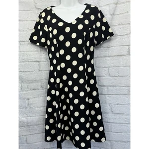 George Skater Dress Size 12 Black & White Polka Dot Short Sleeve Summer Smart - Picture 1 of 10
