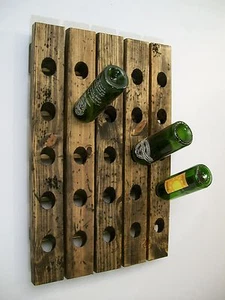 Wine Riddling Rack Wall Mounted Distressed Wood Handcrafted  - Picture 1 of 4