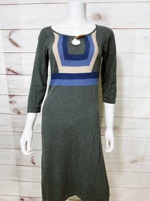 prAna Womens Yarrah Dress Size S Gray Round Neck 3/4 Sleeve 100% Organic Cotton - Image 1 of 4