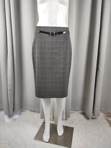 Gonna a tubino Ann Taylor donna a quadri, grigia con cintura taglia 4 - Foto 1 di 8