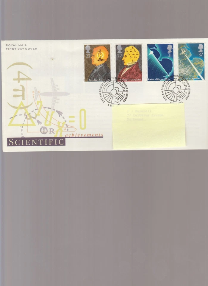 British First Day Cover -British Scientific Achievements 5/3/1991-Edinburgh - Image 1 of 1