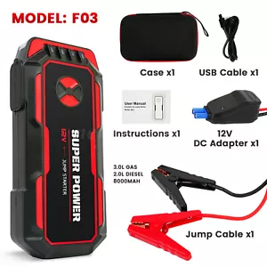 Portable Car Jump Starter,2500A Battery Charger,SuperSafe 12V Lithium Jump Box - Picture 1 of 11