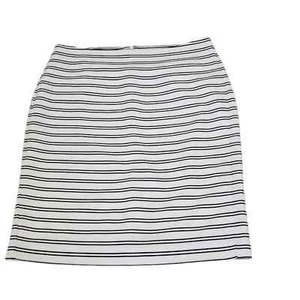Banana Republic Skirt Womens 10 Petite White w Blue Stripes Lined Invisible Zip - Picture 1 of 16