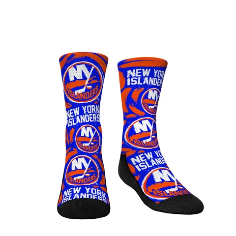 Youth Rock Em Socks New York Islanders Allover Logo & Paint Crew Socks Cover