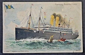 Hamburg-Amerika Line "On Bord der Amerika" By H. Burzrt - F1023 FREE SHIPPING  - Picture 1 of 2