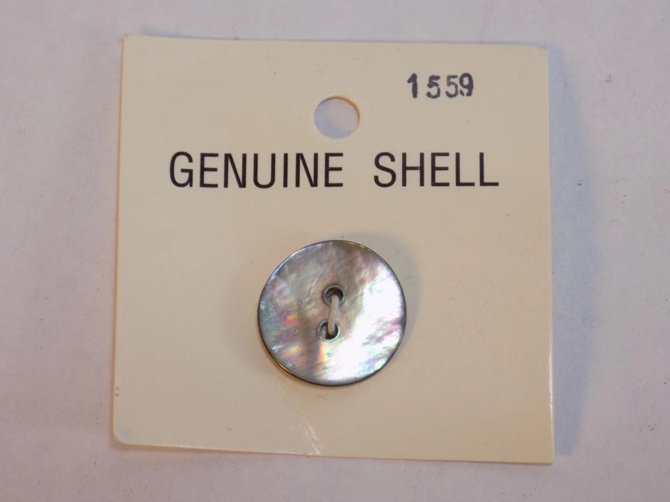 GENUINE SHELL REPLACEMENT BUTTON 9/16" ACROSS OPALESCENT COLOR DOUBLE HOLE NEW - Image 1 of 4