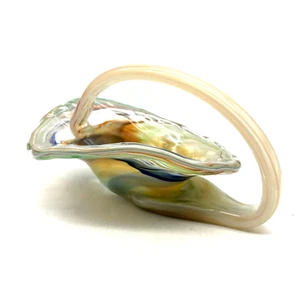 Vintage Art-Déco Art-Glass multicolore soffiato a mano ciotola maneggiata decorazione piatti - Foto 1 di 9