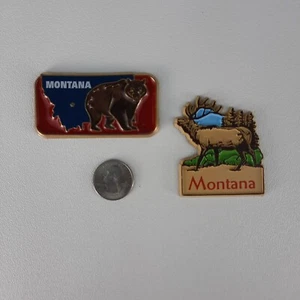 2 Refrigerator Magnets Montana Bear and Deer Souvenirs - Picture 1 of 5