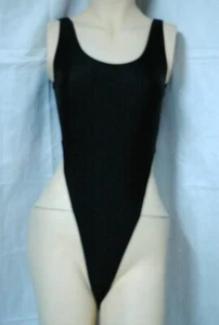 Black Cotton Thong Spandex Leotard for Women Size 10 Small - Foto 1 di 3