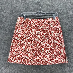 Lady Hagen Skirt Women 6 Red Beige Paisley A Line Build In Brief - Picture 1 of 8