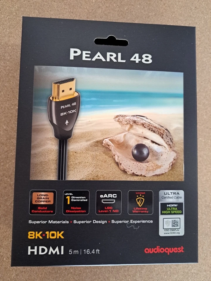 AudioQuest Pearl 48 8K-10K 48Gbps HDMI Cable - 5m (16.4 ft); NEW, AUTH DEALER - Image 1 of 1